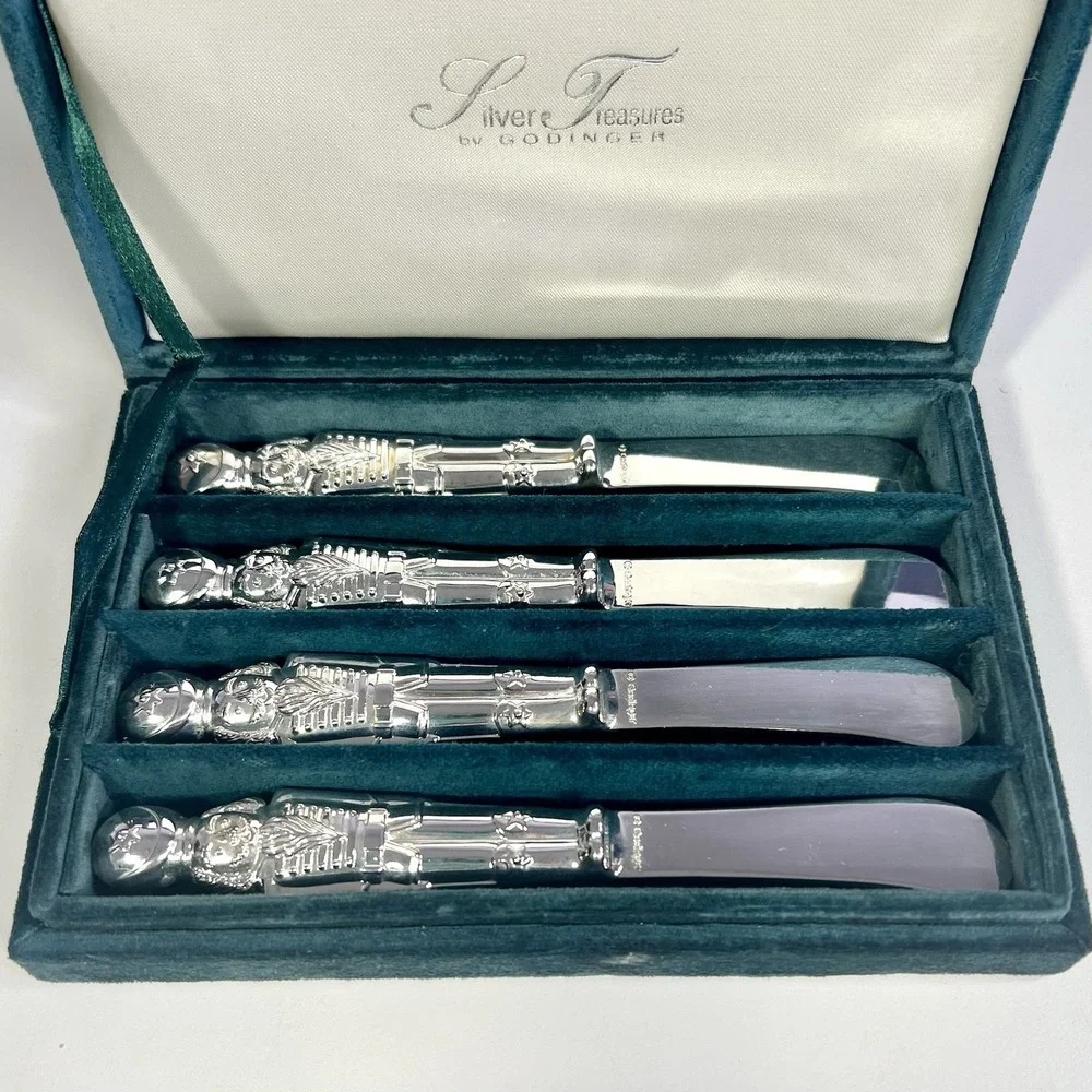 Silver Treasures Godinger Toy Soldier Knife Set of 4 Cheese Butter Spread‎ XMAS